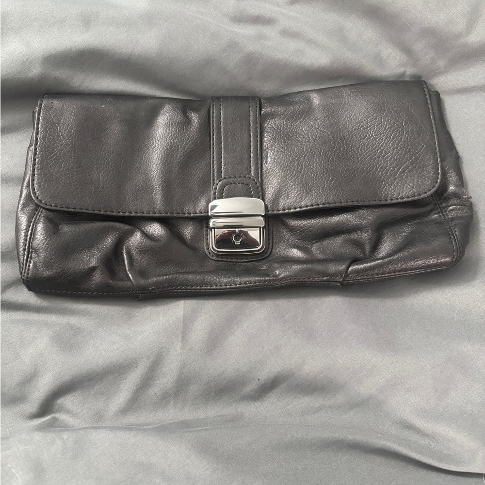 Express Black Clutch with Silver Accent